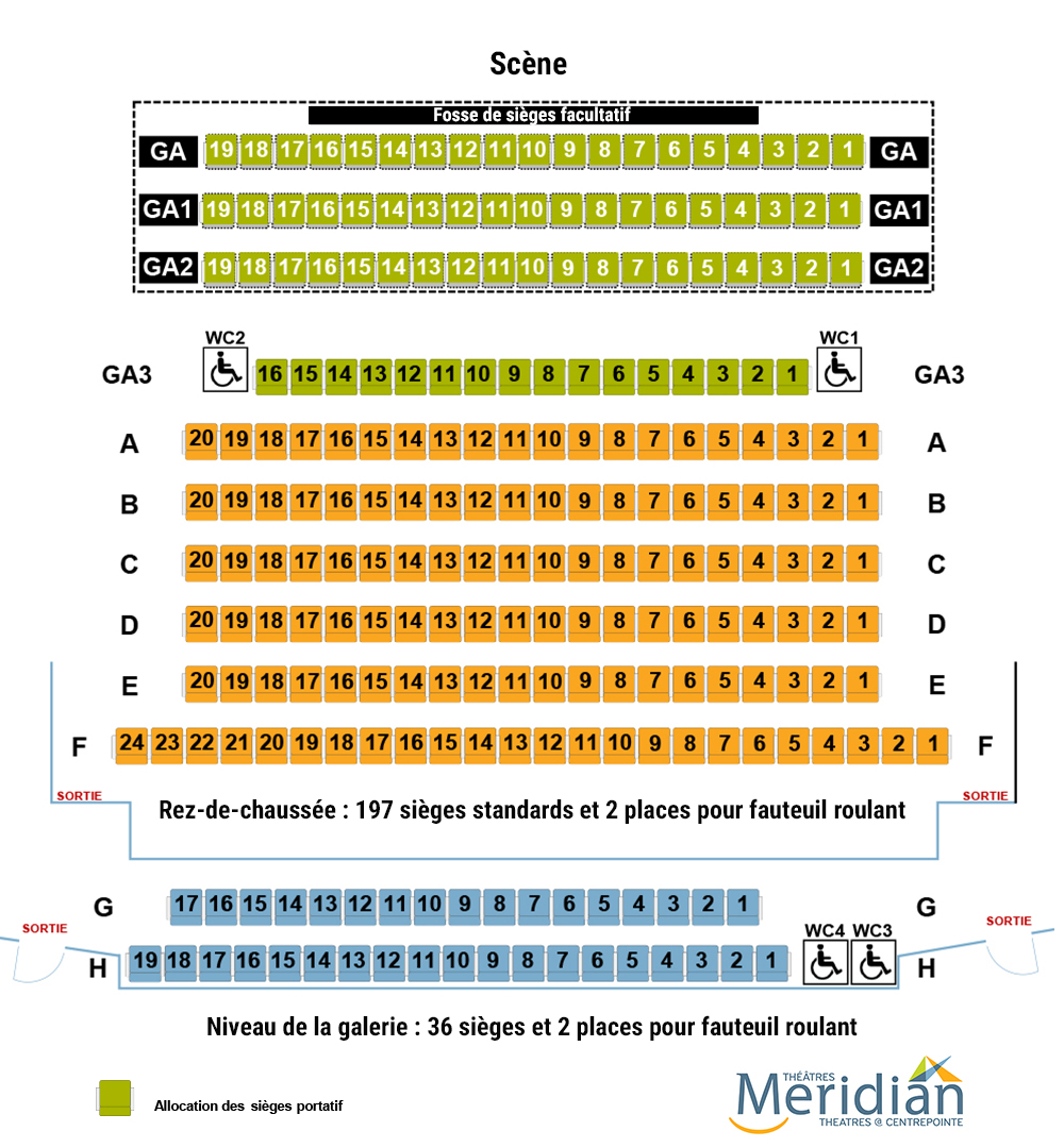 Studio théâtre Les-Lye : Configuration des Sièges au Parterre