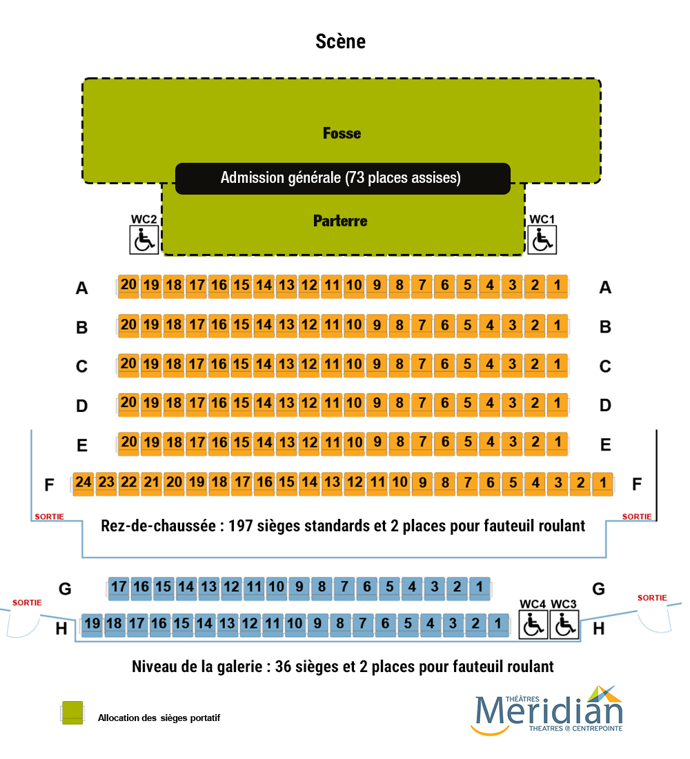 Studio théâtre Les-Lye : Configuration des Sièges au Parterre